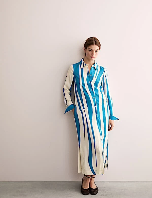 Striped Midi Shirt Dress