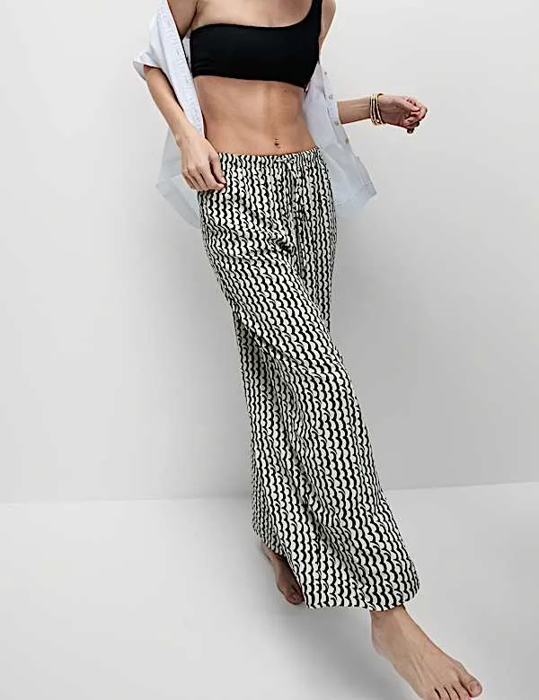 Geometric Wide Leg Culotte Trousers