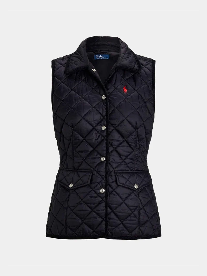 Svart Quiltad Nylon Väst