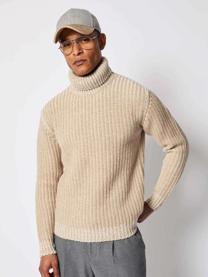 Chunky Stickad Polotröja i Ull