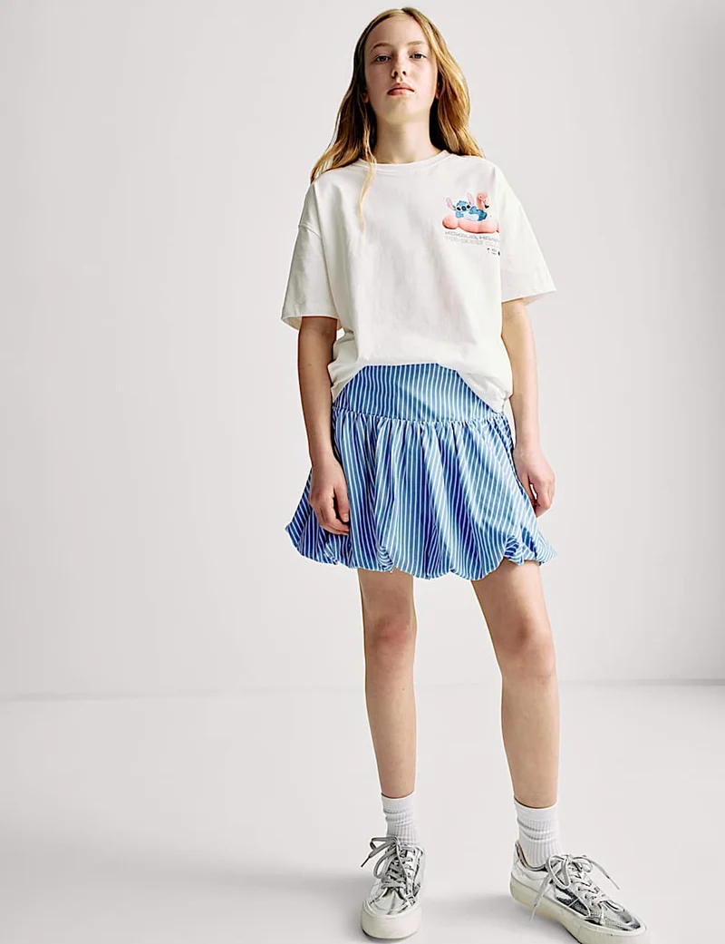 Pure Cotton Printed Puff Ball Skirt