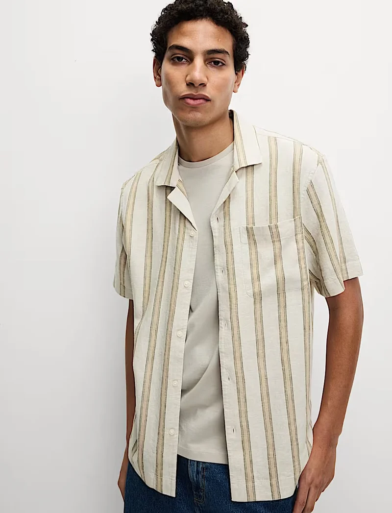 M&S Linen Blend Stripe Shirt
