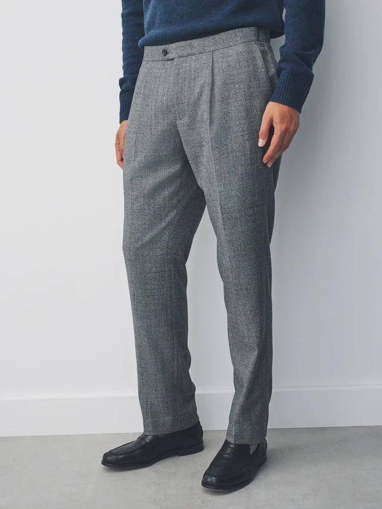 Grey Tailored Fit Wool Blend Suits Trousers