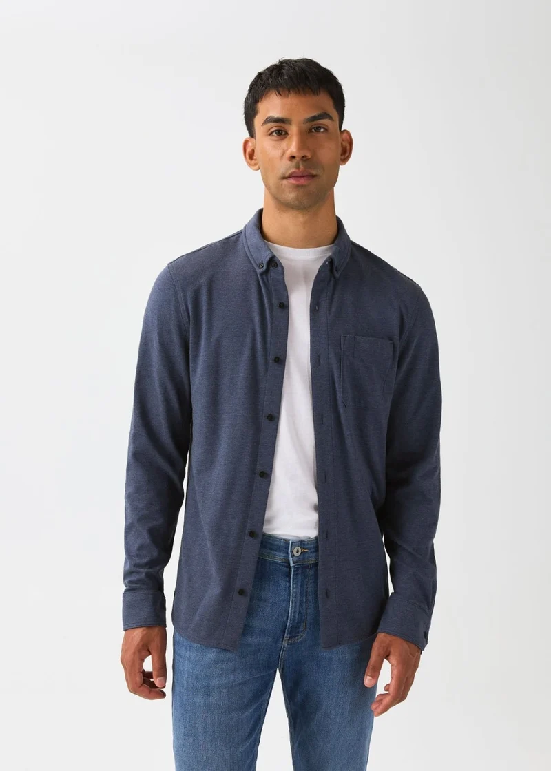 Performance Flannel Lite One-Pocket Shirt - Heather Navy