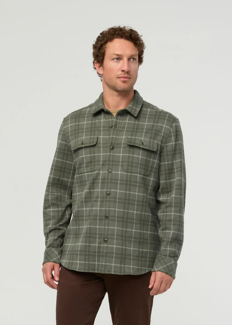 Performance Flannel Overshirt - Thyme Plaid