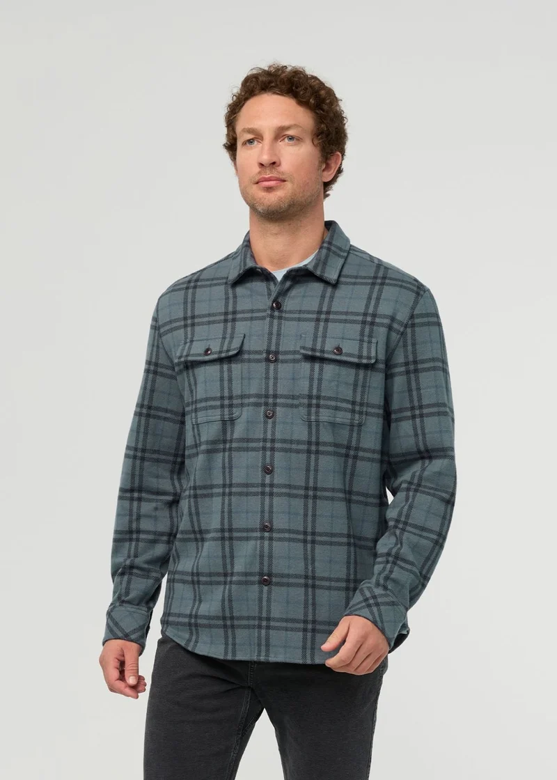 Performance Flannel Overshirt - Marine Plaid