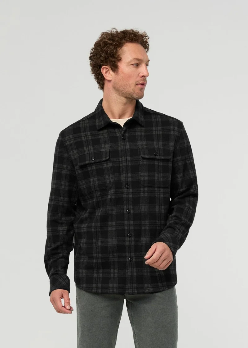 Performance Flannel Overshirt - Black Plaid
