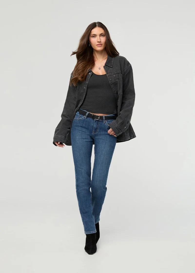 Performance Denim Mid Rise Slim Taper - Classic Stone