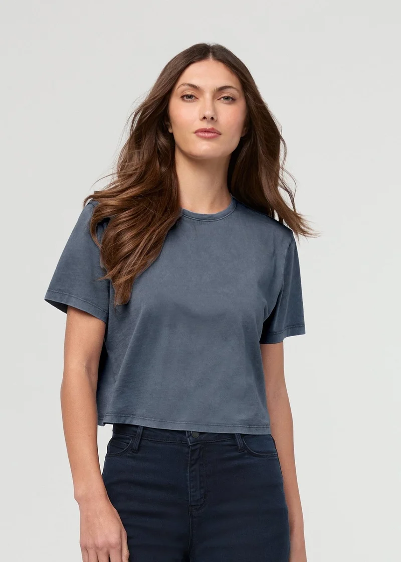 PurePima Boxy Tee - Washed Stone Blue