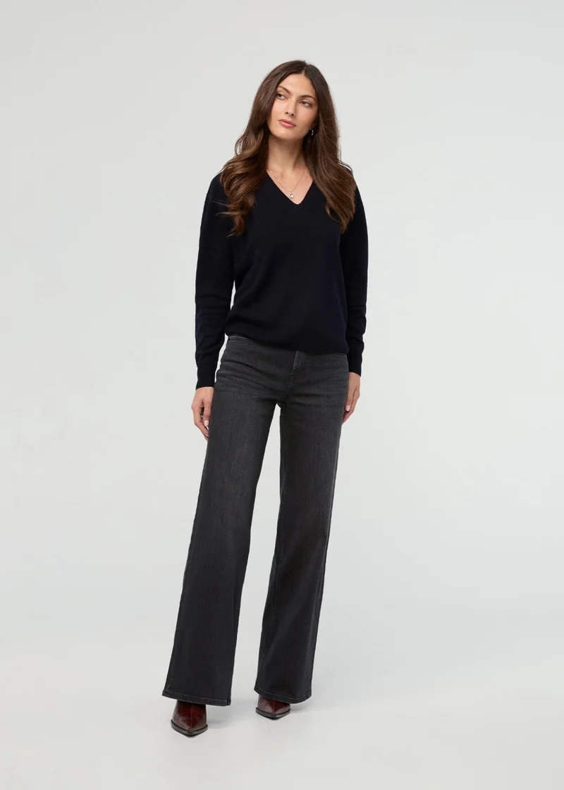 Performance Denim+ High Rise Wide Leg - Faded Black