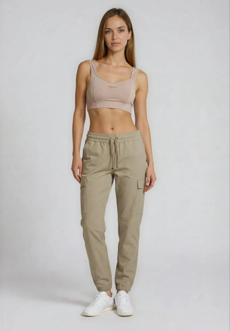 Stretch poplin cargo trousers - Abbey Stone Green