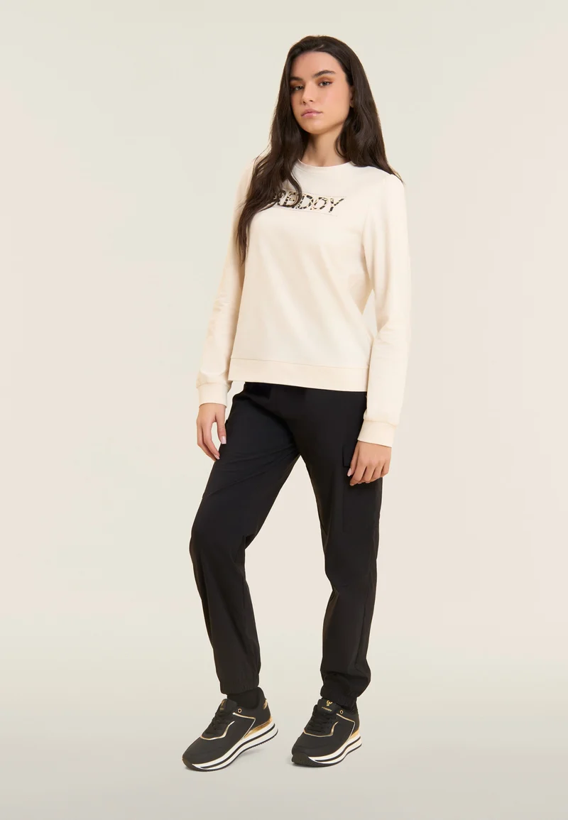 Stretch poplin cargo trousers - Black
