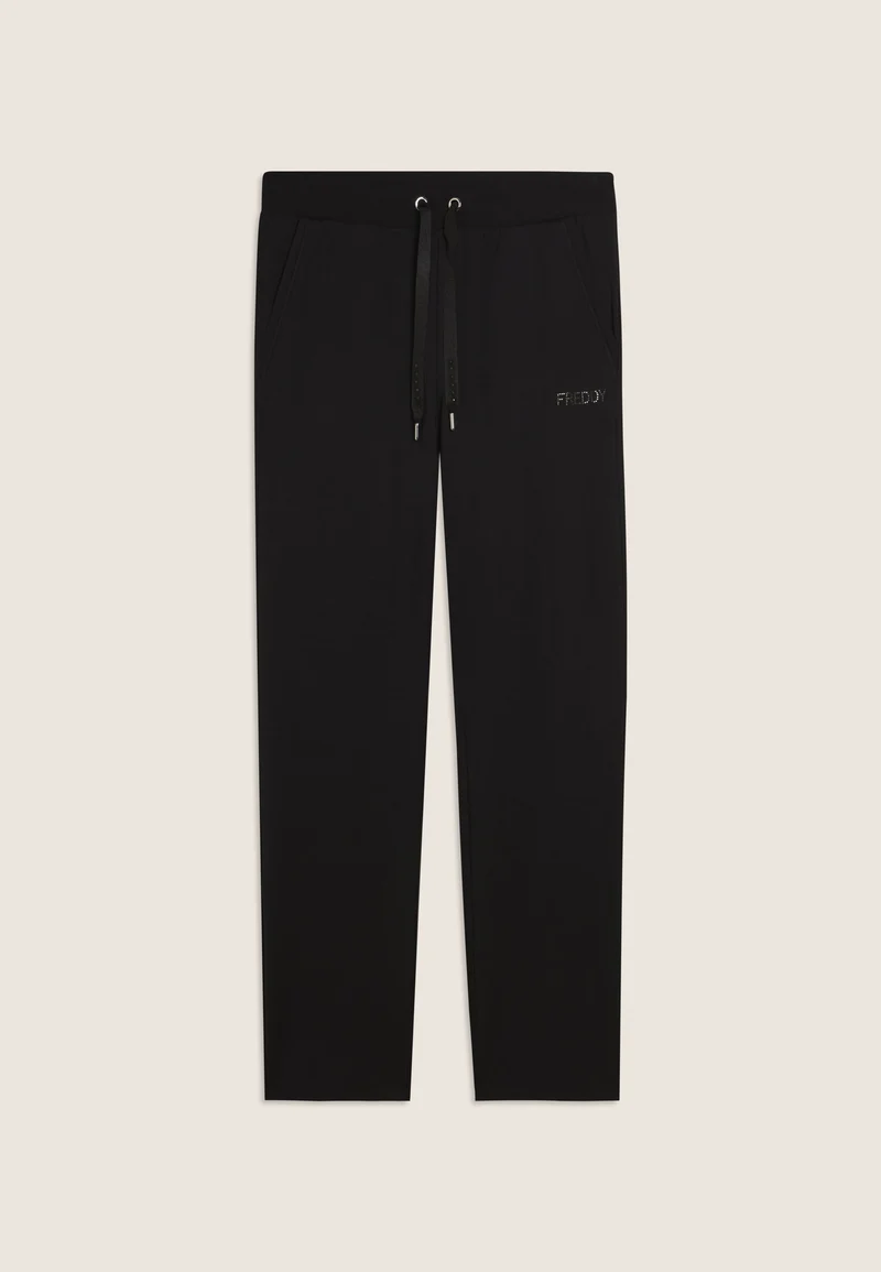 FREDDY straight-leg joggers with rhinestones - Black