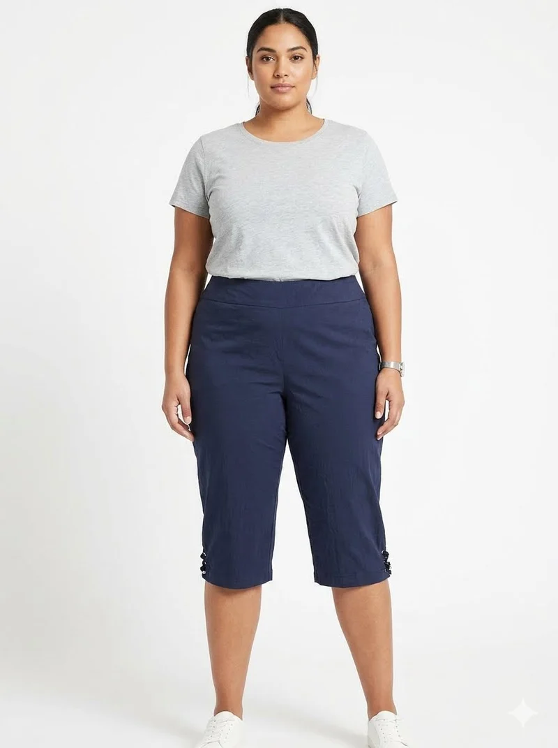 Navy Stretch Capri Pant