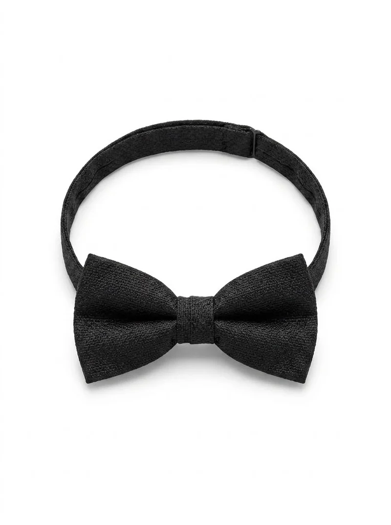 Premium Grenadine Textured Bow Tie - Black