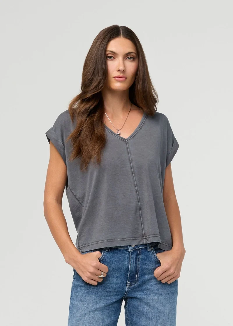 PurePima Dolman V-Neck - Washed Grey
