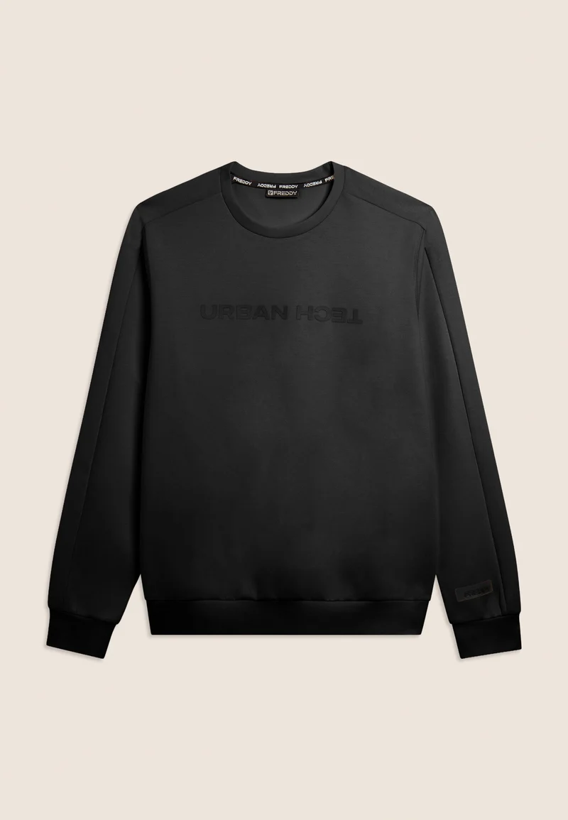 Regular fit urban tech crew neck sweatshirt - Black