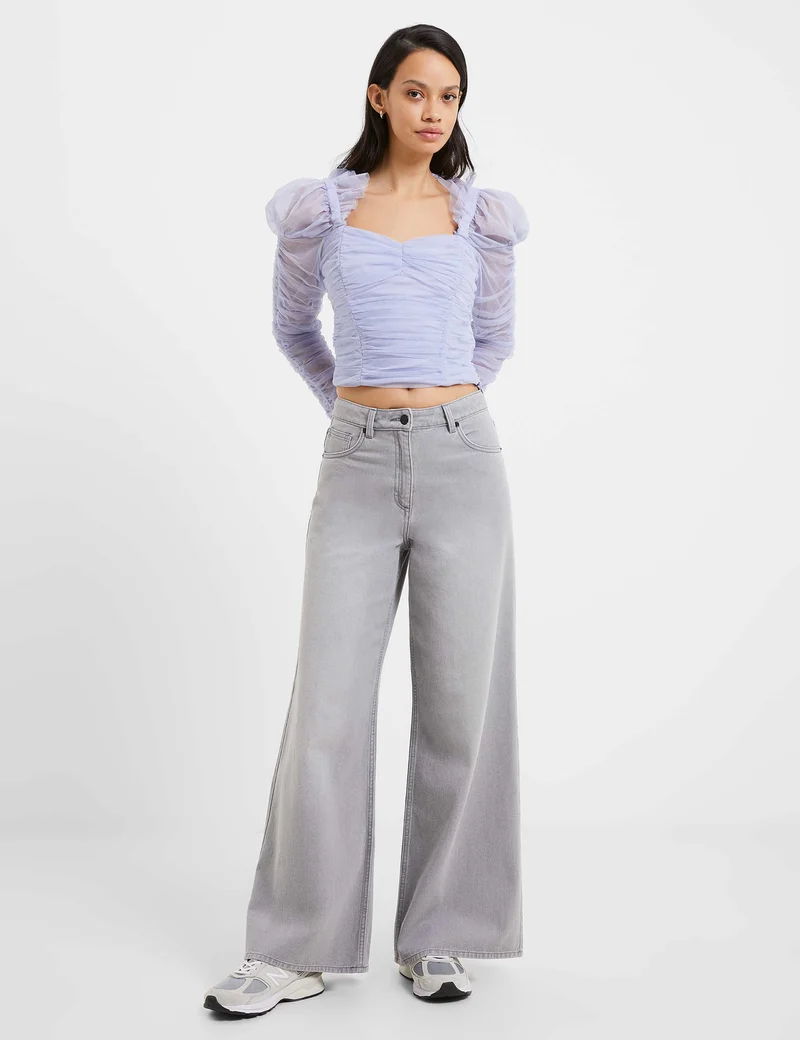 Relaxed pure Cotton Mid Rise Wide Leg Jeans