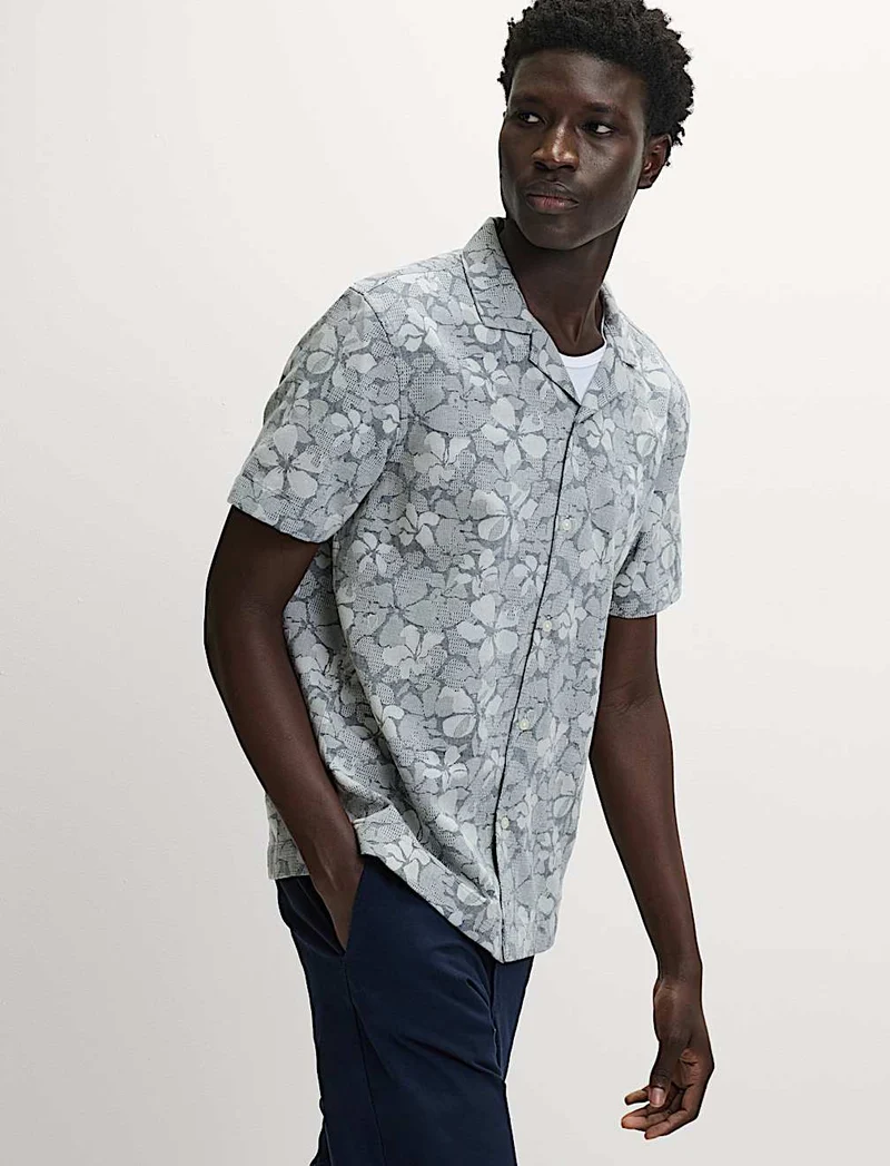 Regular Fit Cotton Rich Floral Short Sleeve Shirt