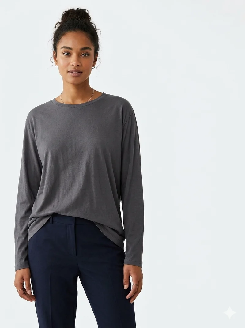 Charcoal Grey Long Sleeve Top