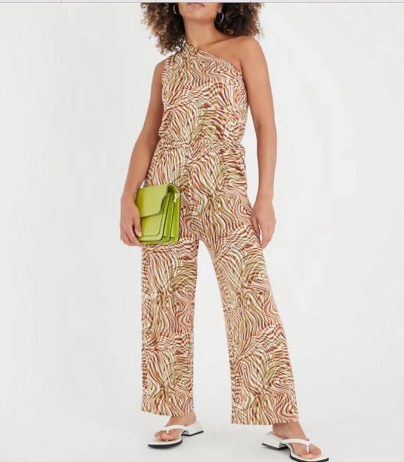 One Shoulder Wide Leg Jumpsuit