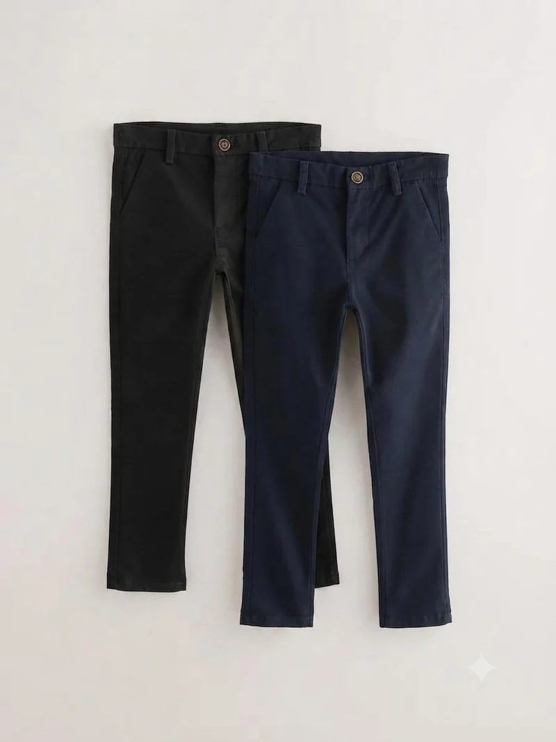 Black/Navy Skinny Fit Stretch Skinny Chino Trousers 2 Pack