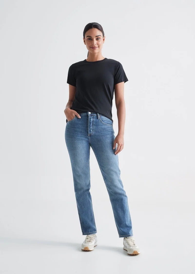 Midweight Denim High Rise Straight (Button Fly) - Vintage