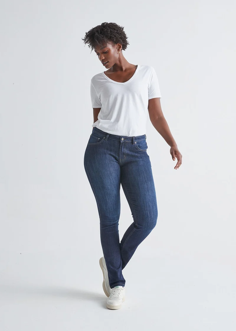 Performance Denim Mid Rise Slim Straight - Dark Stone