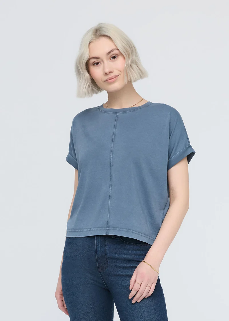 PurePima Dolman Tee - Washed Stone Blue
