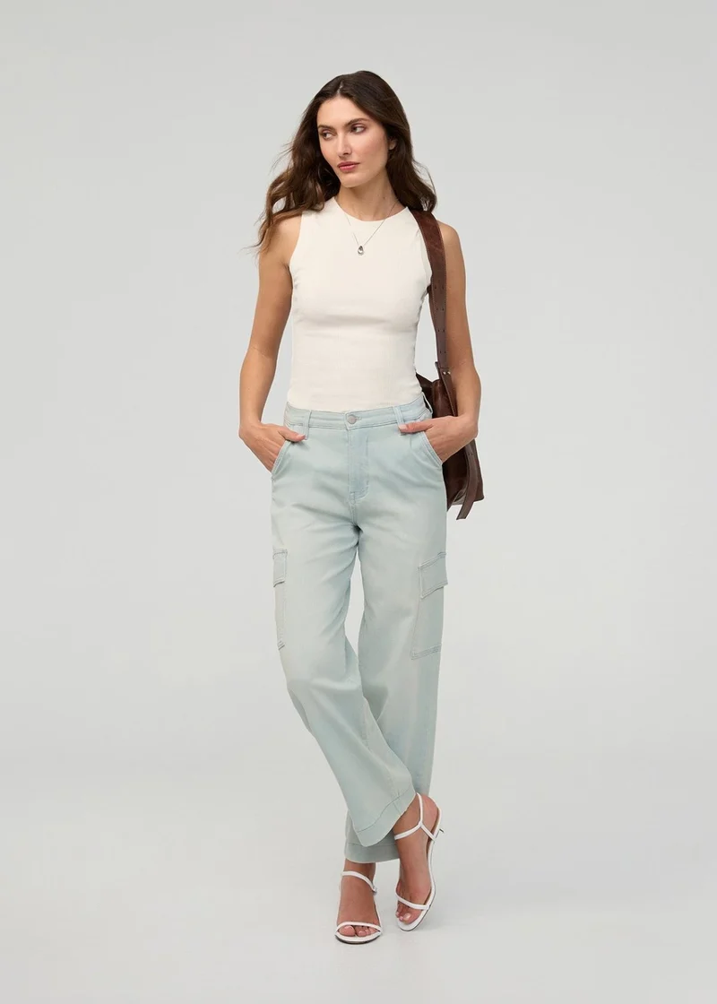 Performance Denim Lite High Rise Cargo - Palisade