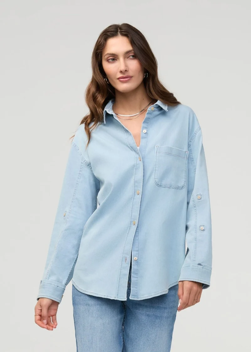 Performance Denim Lite Relaxed Button Down - Bleach