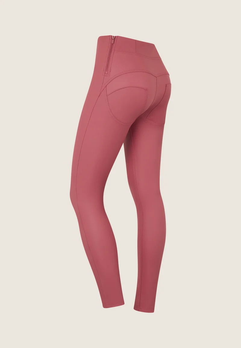 WR.UP Push-Up High Waist Skinny Vegan Leather Pant With Crossed Waist Band - Baroque Rose