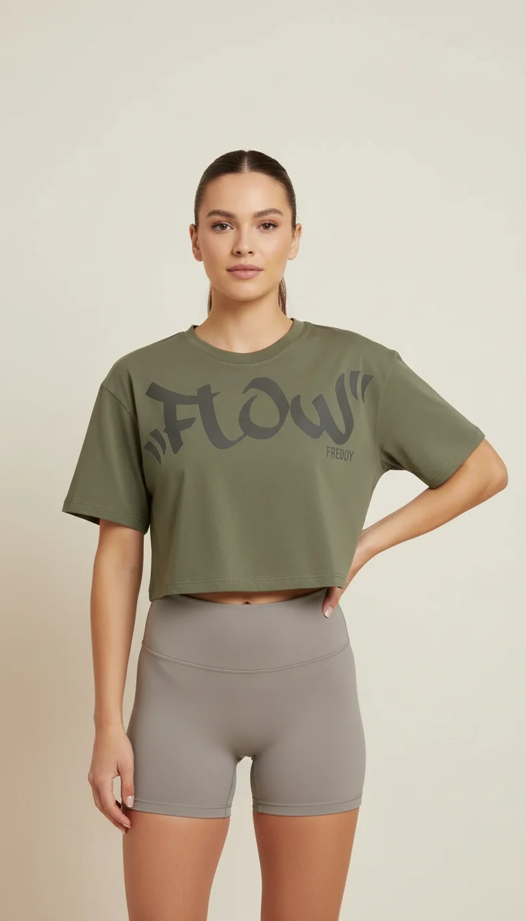 Women's cropped T-shirt - Flow Green