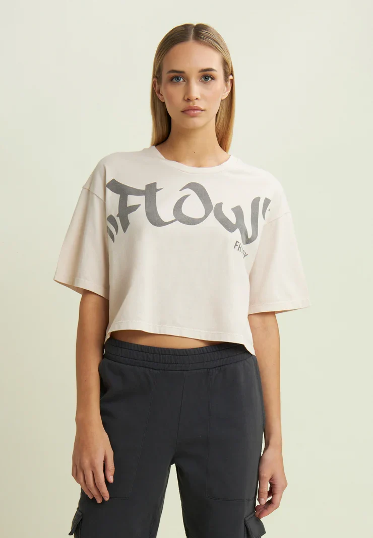 Women's cropped T-shirt - Flow White