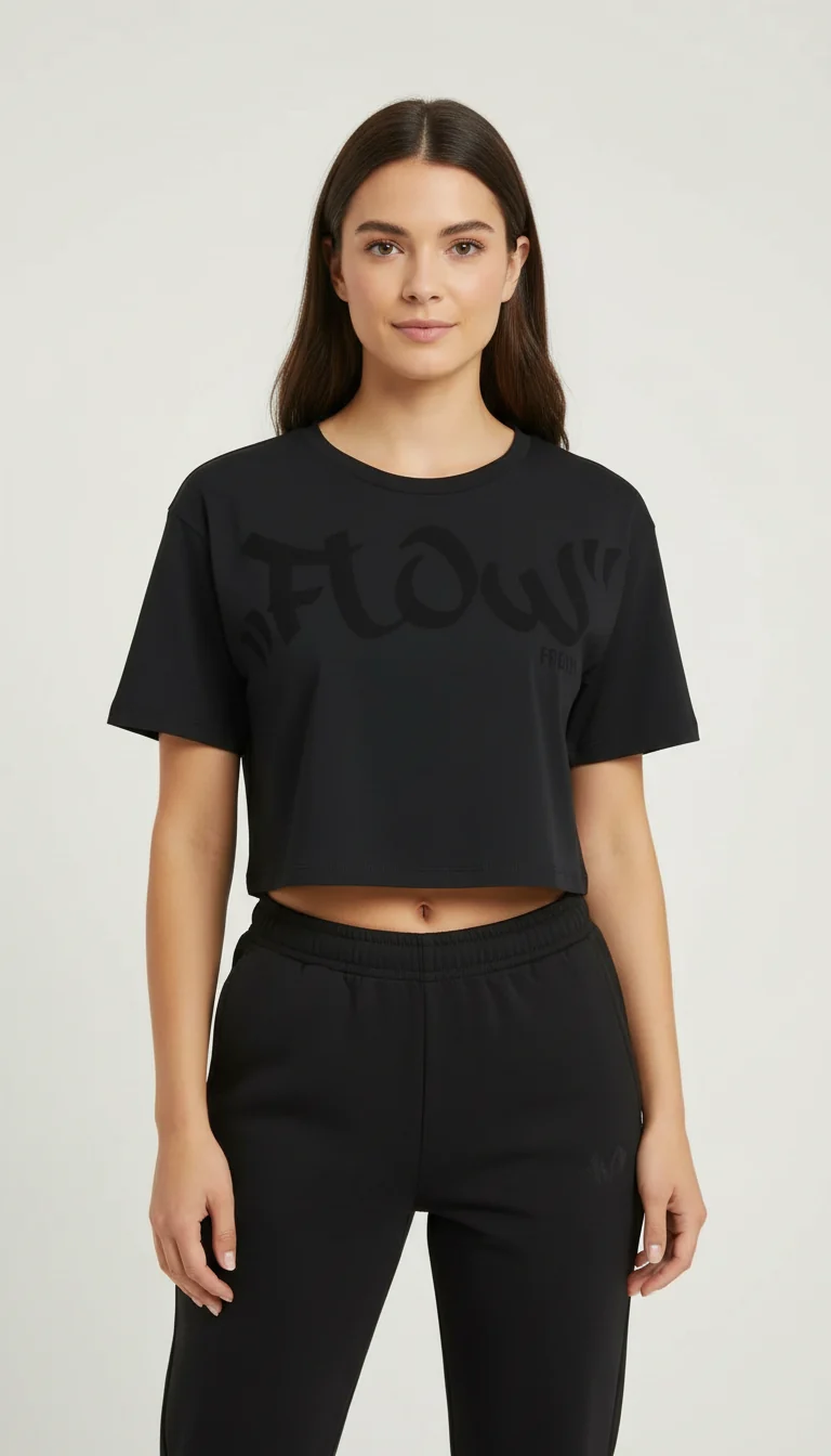 Women's cropped T-shirt - Flow Black