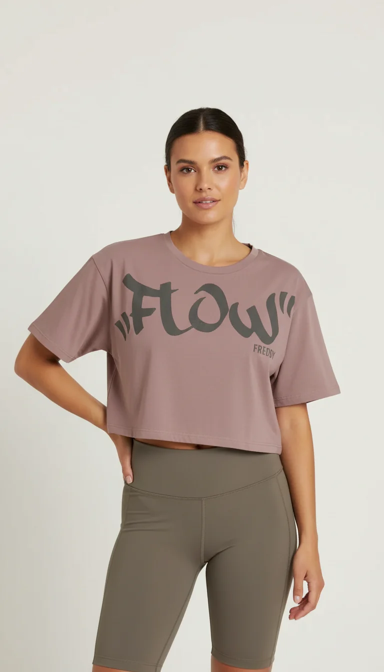 Women's cropped T-shirt - Flow Pink