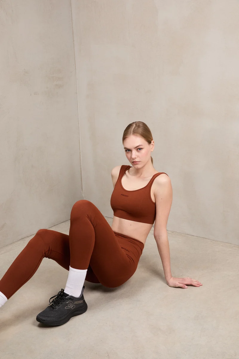 Seamless Push-Up High Waist Skinny 7/8 Leggings - Brandy Brown - Made in Italy