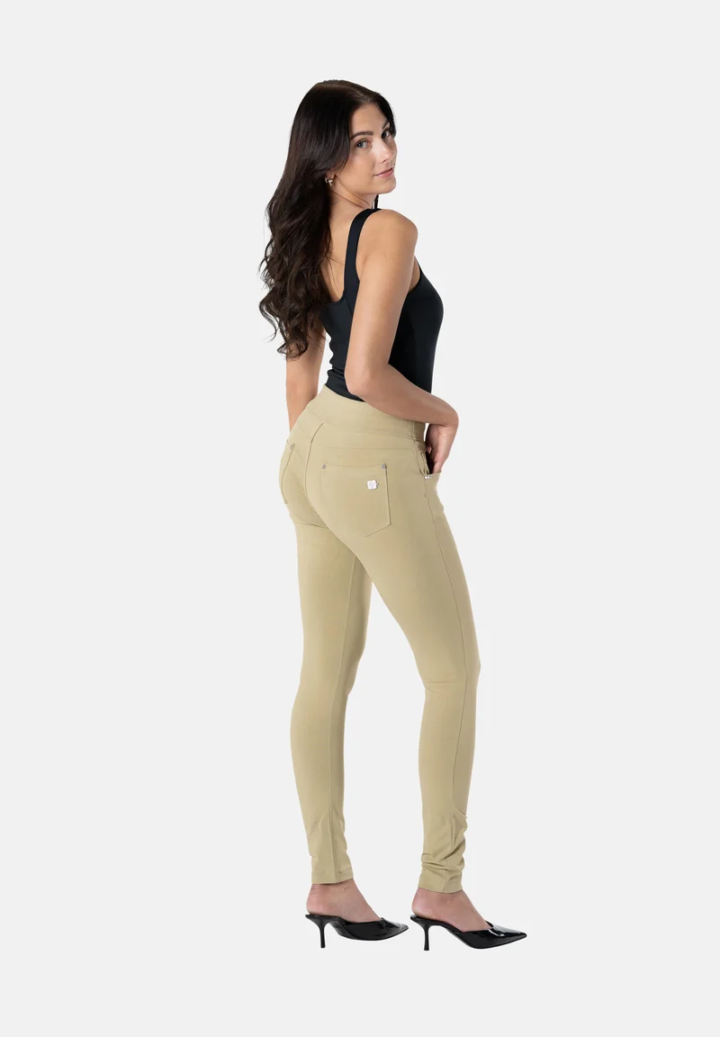 N.O.W. Yoga Mid Waist Skinny Pants - Olive Gray Beige