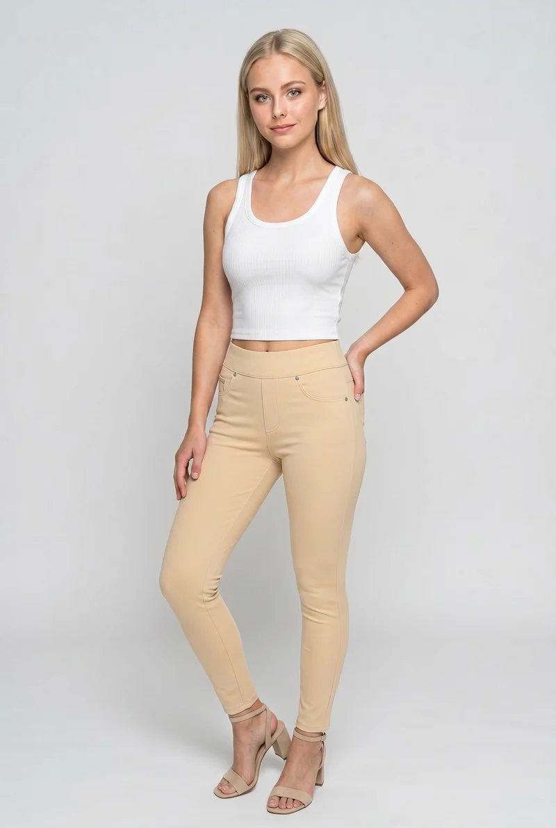 N.O.W. Yoga Mid Waist Skinny 7/8 Pants - Irish Cream