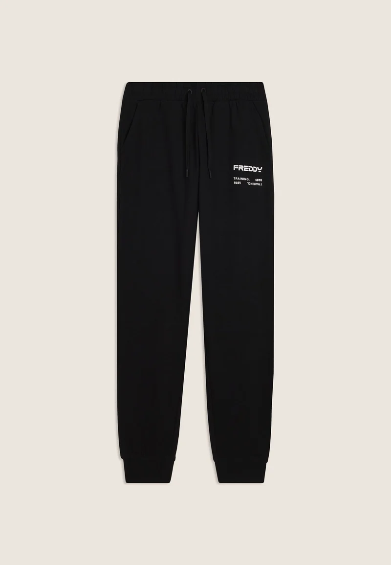 Athletic trousers with side bands and cuff bottoms - Black
