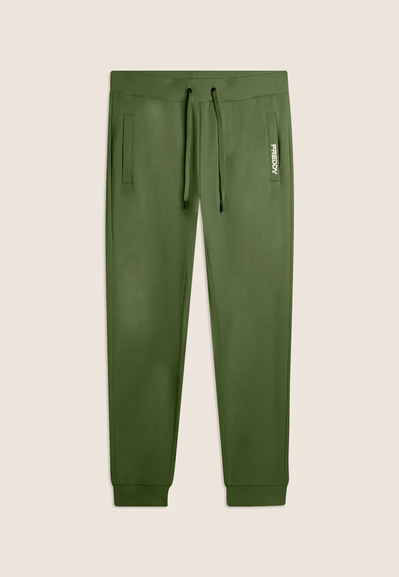 Cotton athletic trousers with back pocket - Hedge Green