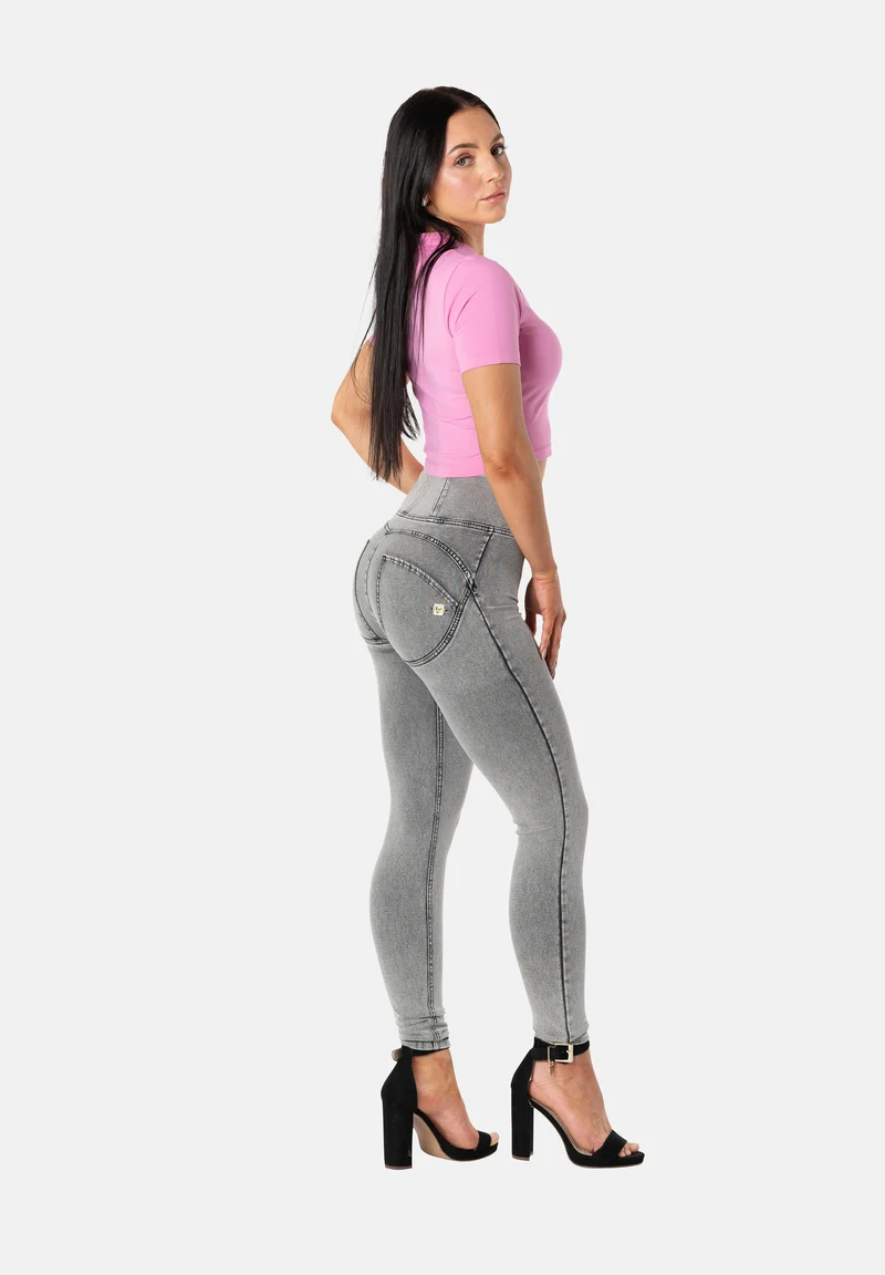 WR.UP Push-Up High Waist Skinny Denim Jeans - Denim Gray - Black Seam