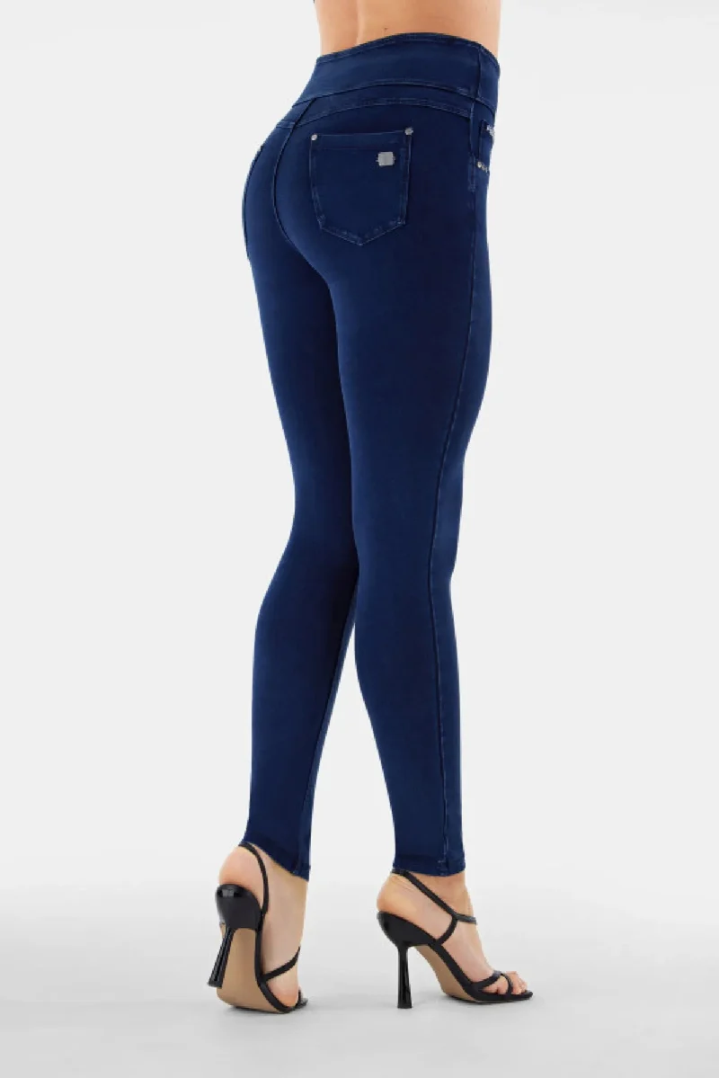 N.O.W. Yoga Mid Waist Skinny Denim Jeans - Denim Dark Blue - Blue Seam