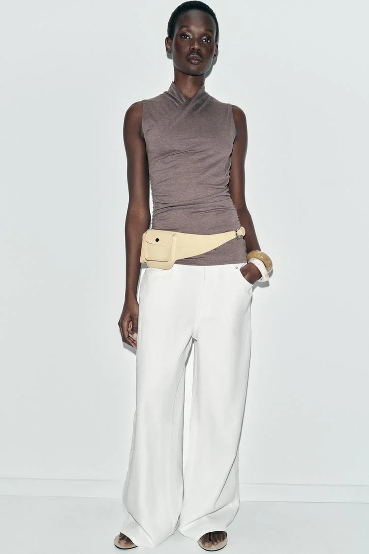 Gathered Draped Sleeveless Top