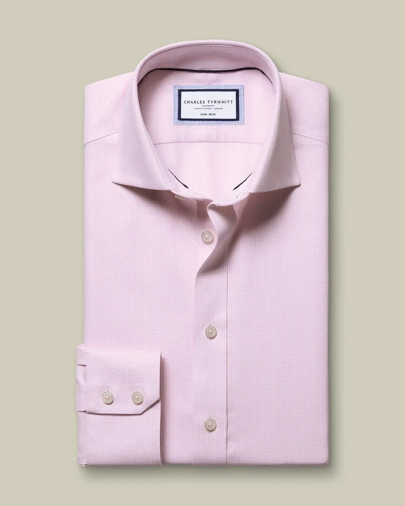 Cutaway Collar Non-Iron Stretch Burlington Weave Extra Slim Fit Shirt - Pink