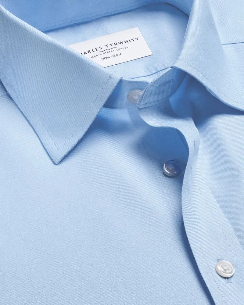 Double Cuff Non-Iron Twill Slim Fit Shirt - Sky Blue