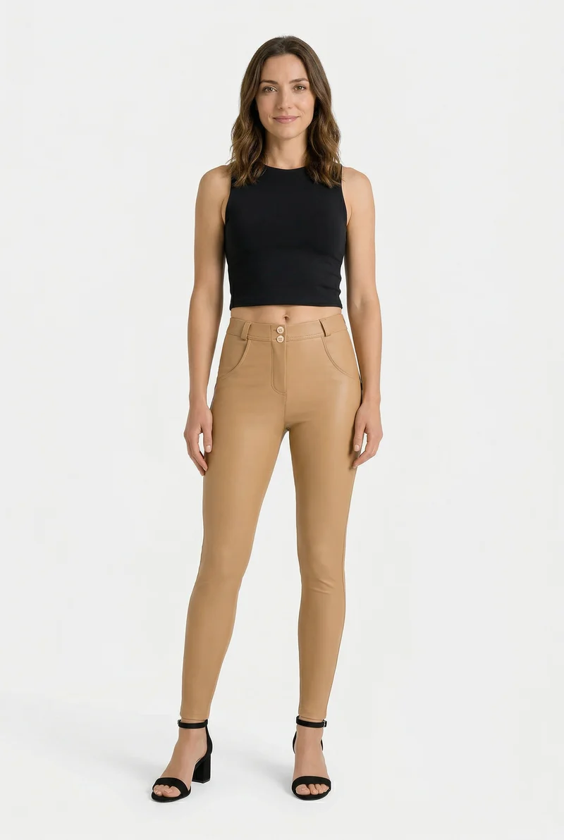 WR.UP Push-Up Regular Waist Skinny Vegan Leather Pant - Macaroon Brown