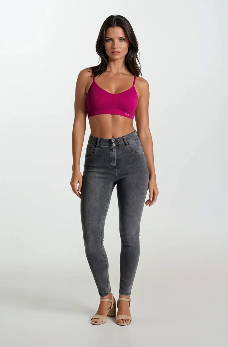 Seamless Sport Top Medium Support Ribbed - Fuchsia Red