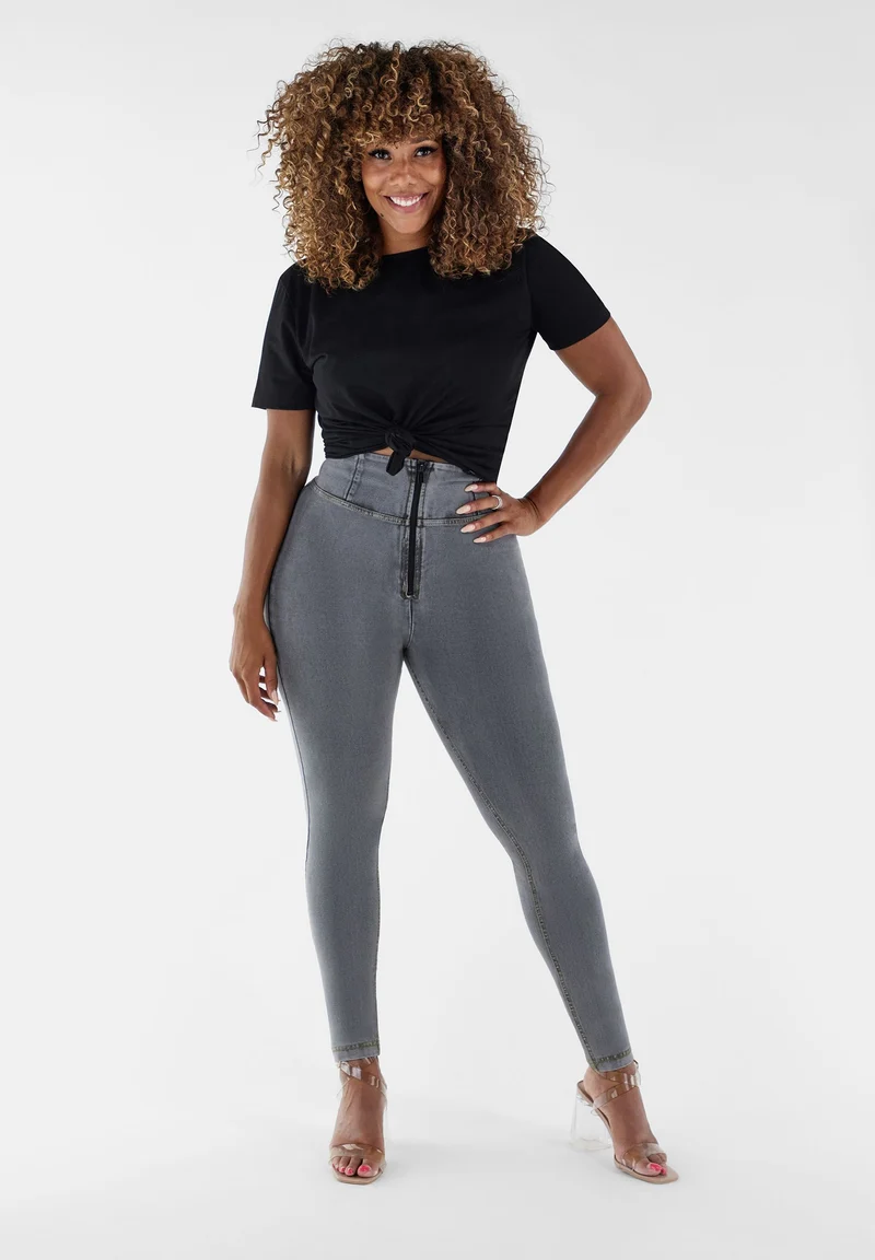 WR.UP Curvy Push-Up High Waist Skinny Denim Jeans - Denim Gray - Yellow Seam