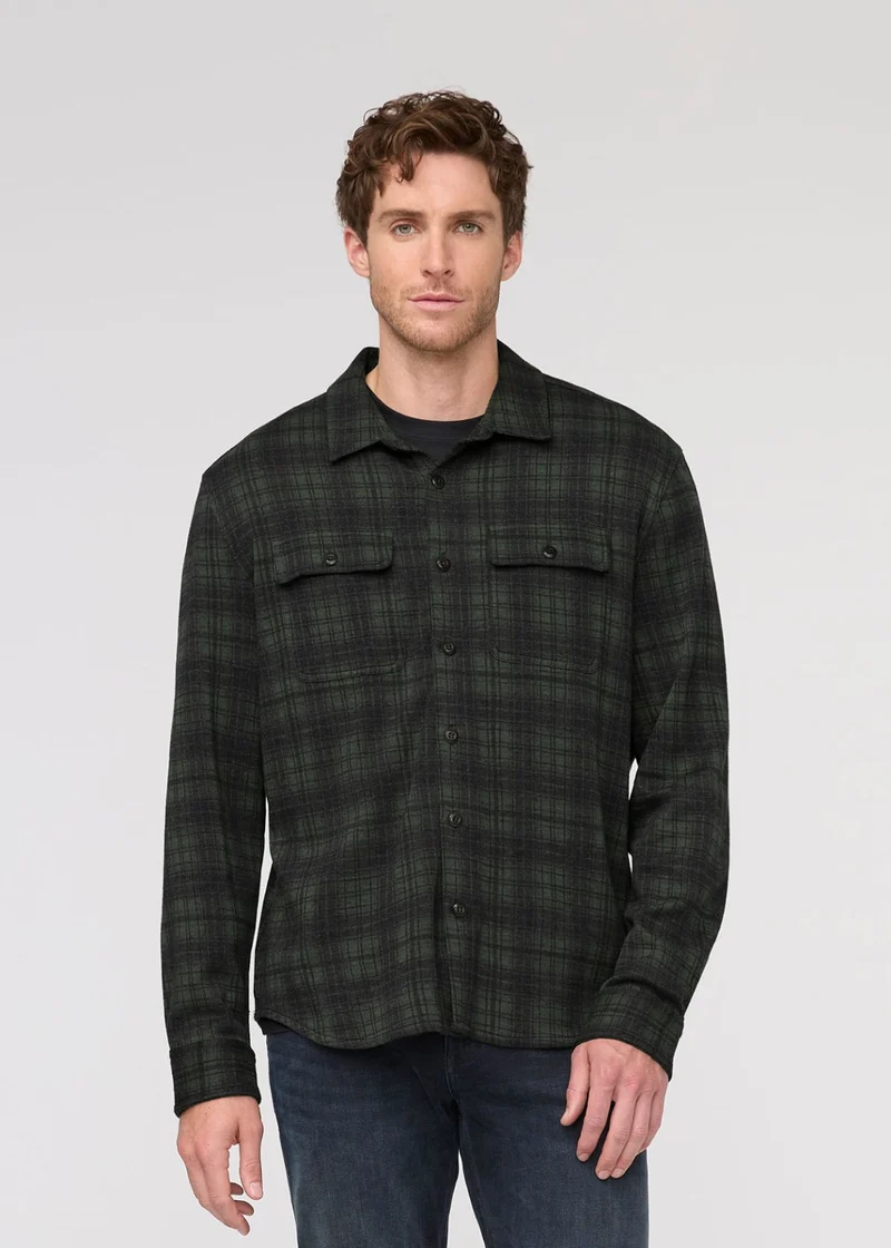 Performance Flannel Button Down - Heather Peat Plaid